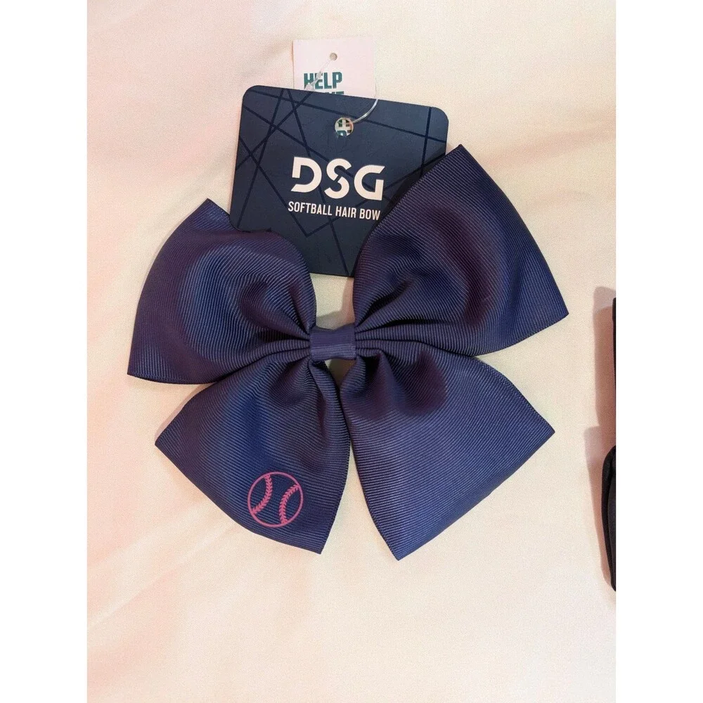 Girls DSG Softball Hair Bows Navy Black 2 Pack